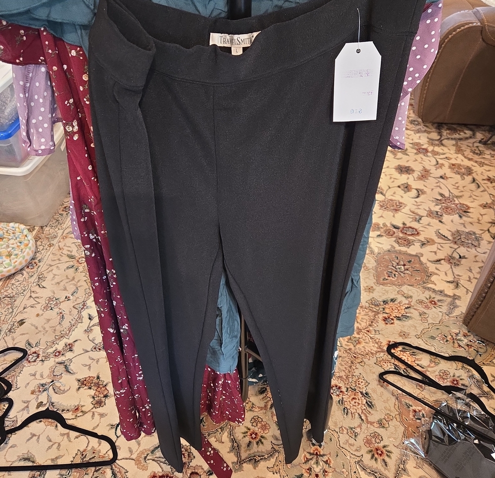 Talbots Black Tapered High-Waist Pants with Side Tie